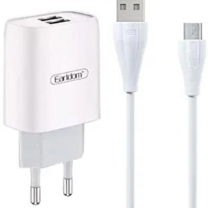 EARLDOM ES-196 Dual USB Travel Charger with Micro USB Cable - White