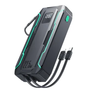 joyroomL018 22.5W Power Bank with Dual Cables 10000mAh/2000mAh-Black (With USB-A to Type-C 0.25m Cable-Black)