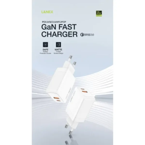 LANEX HIGH POWER 45W gan charger FAST CHARGING - LC66e