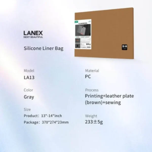 Lanex Silicone Linear Bag, Waterproof, Fall resistance For Laptop & Tablet 14"LA13