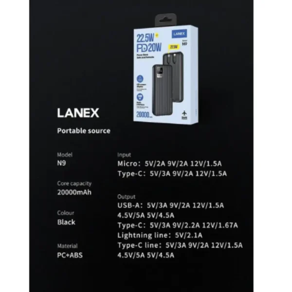 Lanex Power Bank 20000 mAh n9