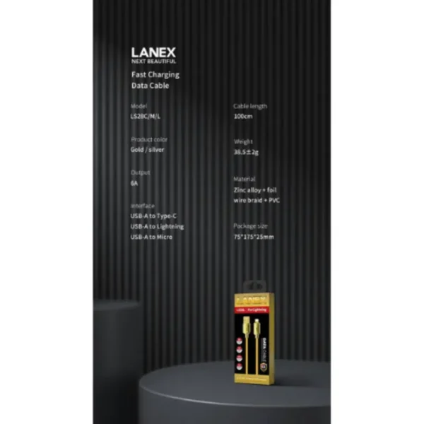 Lanex Ls28l 6.0a Fast Charging Cable 1.0m long