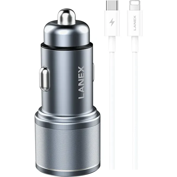 Lanex Car Charger With (Type-C To Lightning Cable) 20 Watt