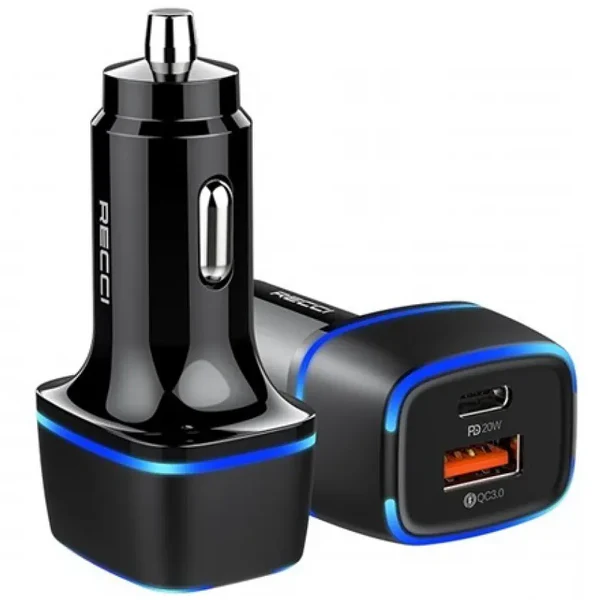 Recci Car Charger PD 20W Led Light