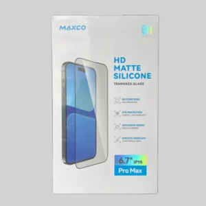 MAXCO Screen protector -HD Matte Silicone- Tempered glass for Iphone 15 Pro Max