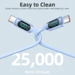 Maxco MS06CC Silicone Cable 100W Type-c to Type-c with Digital Display 200CM - Blue - Image 5