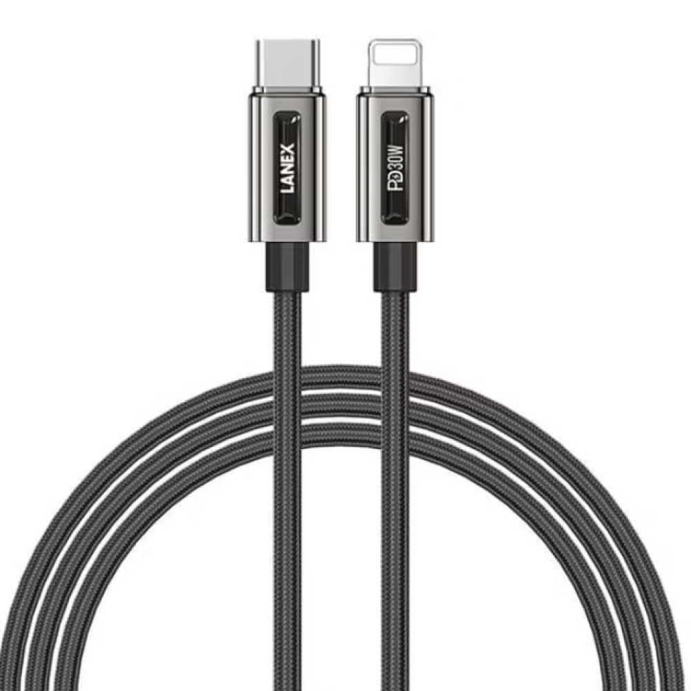 ⁦كابل Lanex Type C إلى Lightning بطول 1.5 متر، أسود - LS48CL⁩ - الصورة ⁦1⁩
