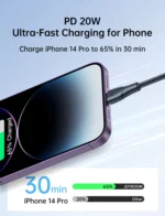 ⁦Joyroom S-UL012A11 كابل بيانات Surpass Series 2.4A USB-A إلى Lightning للشحن السريع 25 سم - أسود⁩ - الصورة ⁦4⁩