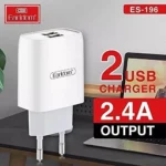 EARLDOM ES-196 Dual USB Travel Charger with Micro USB Cable - White - Image 3
