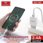 EARLDOM ES-196 Dual USB Travel Charger with Micro USB Cable - White - Image 4