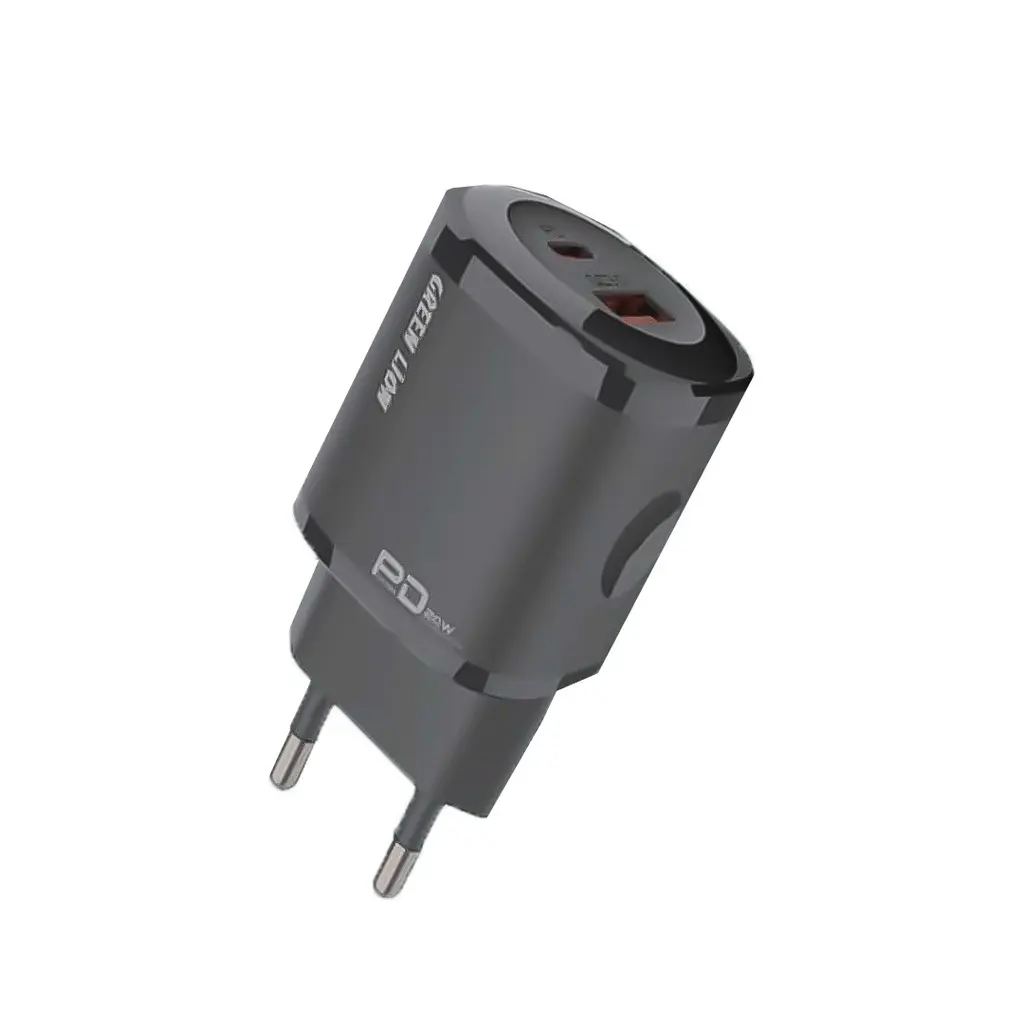 Green-Lion-20W-PD-QC-Mini-Dual-Port-Wall-Charger.webp Green Lion 20W PD & QC Mini Dual Port Wall Charger - Image 1