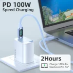 Maxco MS06CC Silicone Cable 100W Type-c to Type-c with Digital Display 200CM - Blue - Image 3