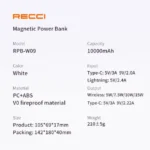 Recci Magnetic Wireless Charging Power Bank Dual Port 10000mAh - Image 12