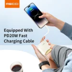 Recci Stylish Power Bank Fast Charging With Dual Cable 10000mAh - Image 5
