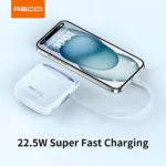 Recci Stylish Power Bank Fast Charging With Dual Cable 10000mAh - Image 6