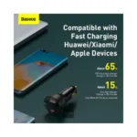 ⁦Baseus CCZX-01 100W USB + Type-C / USB-C شاشة رقمية PPS شحن سريع للسيارة 6 (أسود)⁩ - الصورة ⁦6⁩