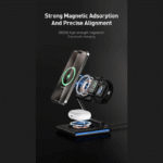 ⁦ماكسكو MW07 شاحن لاسلكي قابل للطي 3 في 1 بقوة 15 واط مع دعم MagSafe⁩ - الصورة ⁦3⁩