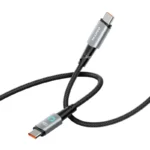 ⁦كابل مضفر من ماكسكو MS07CL بقوة 27 واط من النوع سي إلى لايتنينج مع شاشة عرض مضيئة بطول 120 سم - أسود ورمادي⁩ - الصورة ⁦2⁩