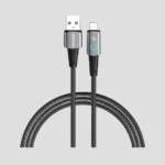 Maxco MS07L Braided Cable 2.4A USB to Lightning with Light Display 120CM - Black Gray