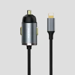 Maxco MQ03 PD20W+QC18W شاحن سيارة سريع كابل USB-A+L 120 سم - رمادي