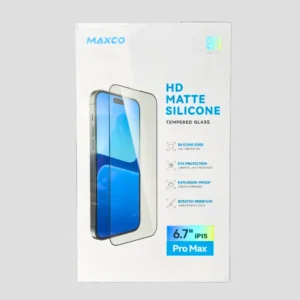 MAXCO Screen protector -HD Matte Silicone- Tempered glass for Iphone 15 Pro Max