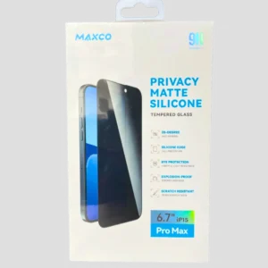 MAXCO - Privacy Matte Silicone - Tempered glass -iphone 15 pro max- Screen protector