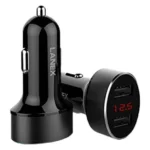 شاحن سيارة Lanex بشاشة رقمية LED ومنفذ USB مزدوج 2.1 أمبير