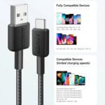 ⁦كابل أنكر 322 (Anker 322) نايلون من USB-A إلى USB-C - طول 3 قدم (0.9 متر) - أسود-A81H5H11⁩ - الصورة ⁦3⁩