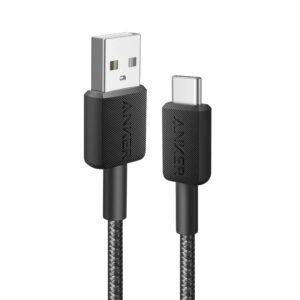 كابل أنكر 322 نايلون من USB-A إلى USB-C - طول 3 قدم (0.9 متر) - أسود - A81H5H11