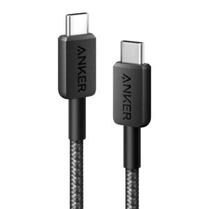 كابل أنكر 322 (Anker 322) نايلون من USB-C إلى USB-C - بقوة 60 واط - طول 3 قدم (0.9 متر) - أسود - A81F5H11