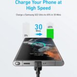 ⁦كابل أنكر 322 (Anker 322) نايلون من USB-C إلى USB-C - بقوة 60 واط - طول 3 قدم (0.9 متر) - أسود - A81F5H11⁩ - الصورة ⁦2⁩