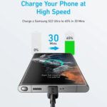 ⁦كابل أنكر 322 (Anker 322) نايلون من USB-C إلى USB-C - بقوة 60 واط - طول 6 قدم (1.8 متر) - أسود - A81F6H11⁩ - الصورة ⁦2⁩