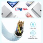 ⁦كابل أنكر زولو (Anker Zolo) من USB-C إلى USB-C - قوة شحن خارقة 240 واط - طول 3 قدم (0.9 متر) - أبيض - A8060H21⁩ - الصورة ⁦4⁩