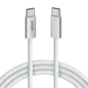 كابل أنكر زولو (Anker Zolo) من USB-C إلى USB-C - قوة شحن خارقة 240 واط - طول 3 قدم (0.9 متر) - أبيض - A8060H21