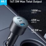 Anker 167.5W 3-Port Car Charger - Ultra-Fast Charging Station - Black - B2737HA1 - Image 2